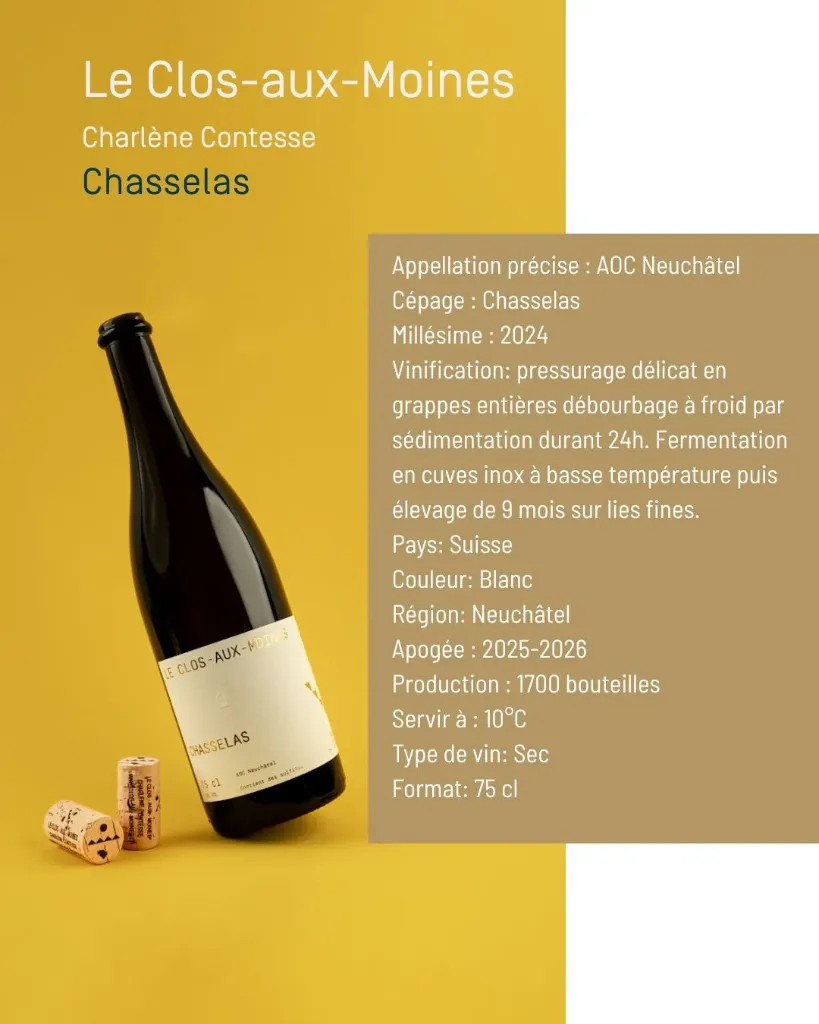 Le Clos-aux-Moines - Chasselas 2024 - AOC Neuchâtel 75 cl